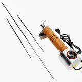 Espeto Giratório Elétrico Churrasco Cabo de Madeira