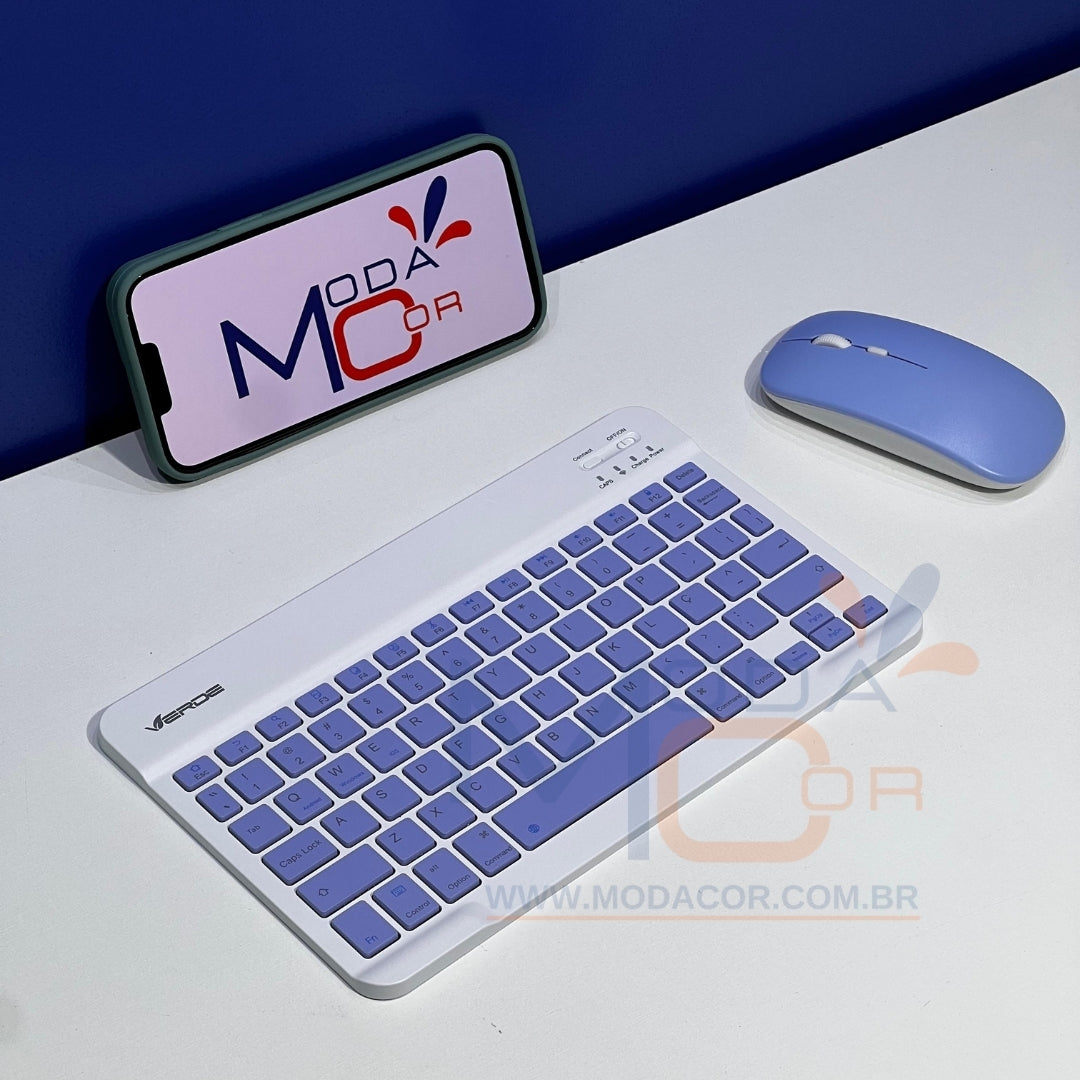 Kit Teclado e Mouse Bluetooth Sem Fio Portátil Leve Wireless Magnético Para Tablet Celular Tab S6 Lite iPad – SmartType™