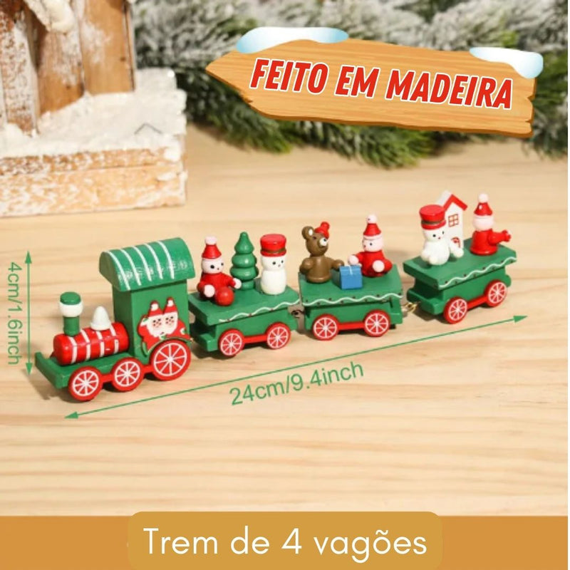 Decoração de Natal - Trenzinho de madeira Noel 2023