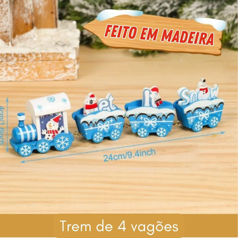 Decoração de Natal - Trenzinho de madeira Noel 2023