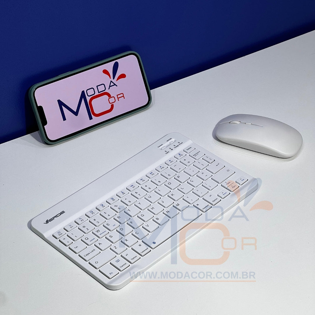 Kit Teclado e Mouse Bluetooth Sem Fio Portátil Leve Wireless Magnético Para Tablet Celular Tab S6 Lite iPad – SmartType™