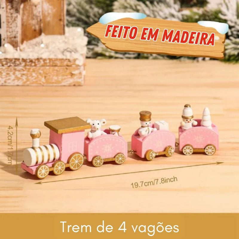 Decoração de Natal - Trenzinho de madeira Noel 2023