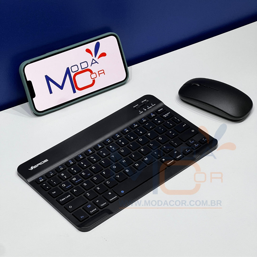 Kit Teclado e Mouse Bluetooth Sem Fio Portátil Leve Wireless Magnético Para Tablet Celular Tab S6 Lite iPad – SmartType™