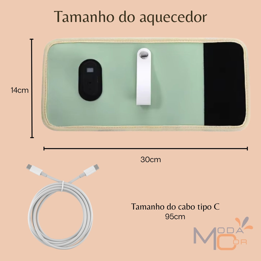 Aquecedor de Mamadeira Portátil USB Ajustável Térmico Viagem Bebê Passeio Leite Quente - ThermoBaby™