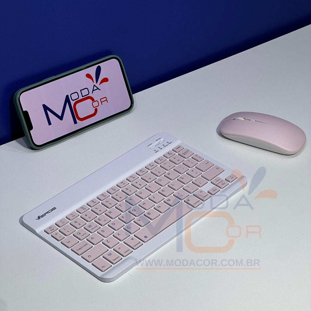 Kit Teclado e Mouse Bluetooth Sem Fio Portátil Leve Wireless Magnético Para Tablet Celular Tab S6 Lite iPad – SmartType™