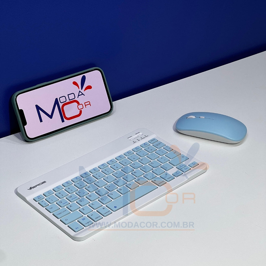 Kit Teclado e Mouse Bluetooth Sem Fio Portátil Leve Wireless Magnético Para Tablet Celular Tab S6 Lite iPad – SmartType™