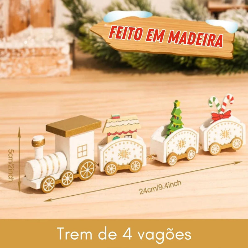 Decoração de Natal - Trenzinho de madeira Noel 2023