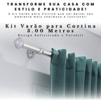 Varão de cortina resistente 19mm cromado com suporte EleganceSteel