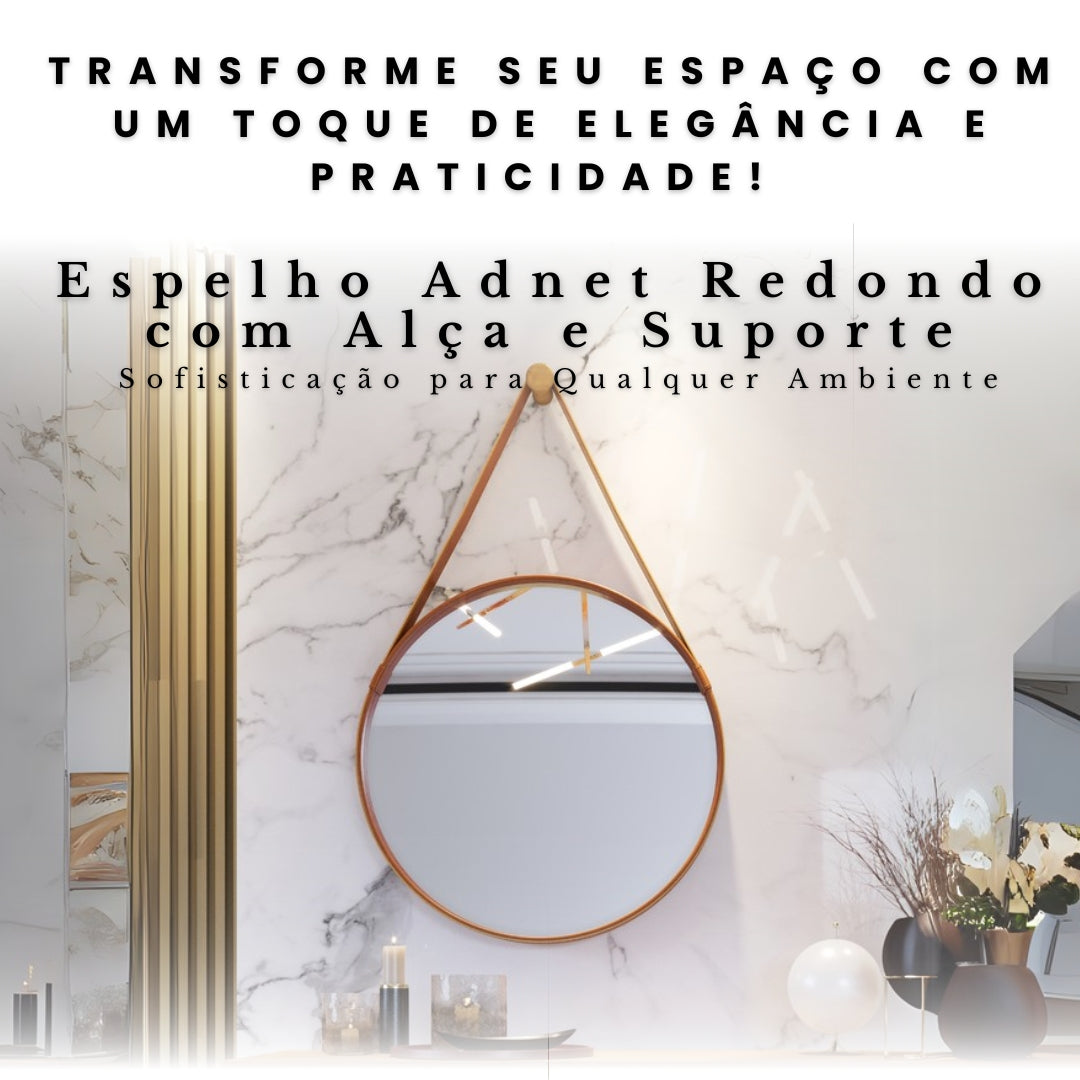Espelho Adnet de 60cm com suporte de parede instalado