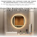 Espelho Redondo 40Cm X 40Cm Lapidado Led COM FONTE Ambiente Moderno Decoração Espelho Quarto