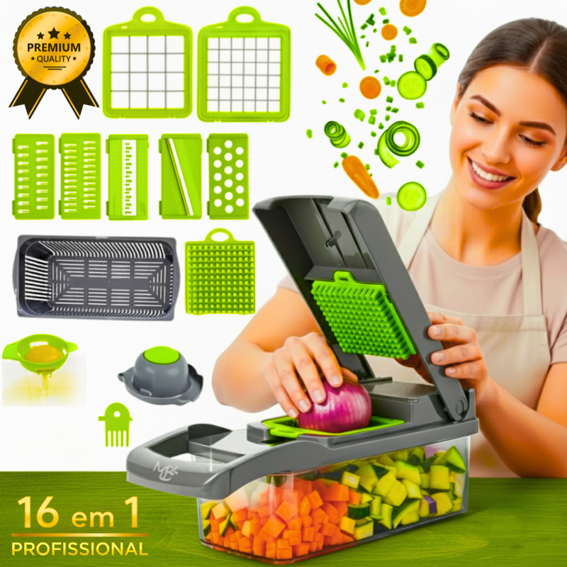 Cortador Laminador Descascador Fatiador de Legumes Profissional 16 em 1