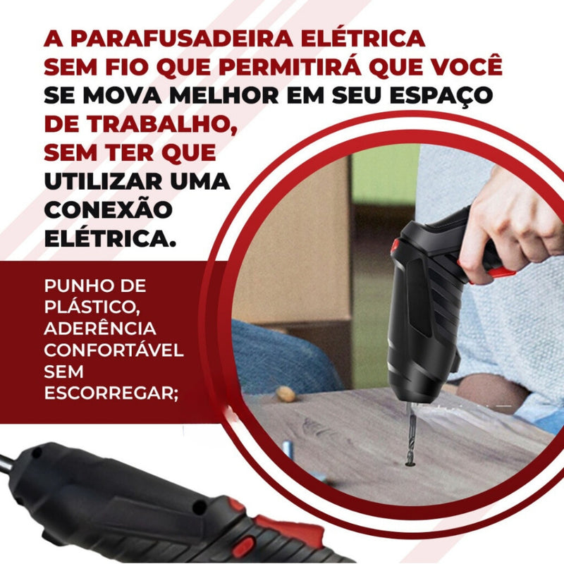 Kit Parafusadeira/Furadeira 48 Pçs À Bateria Carregador Usb