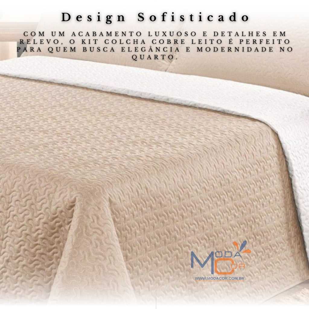 Kit Colcha Cobre Leito Luxo Matelado Queen Casal King Solteiro Padrão Premium – ComfortLuxe™