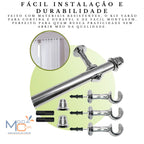 Kit completo varão cortina aço 2m a 3m EleganceSteel com ponteiras