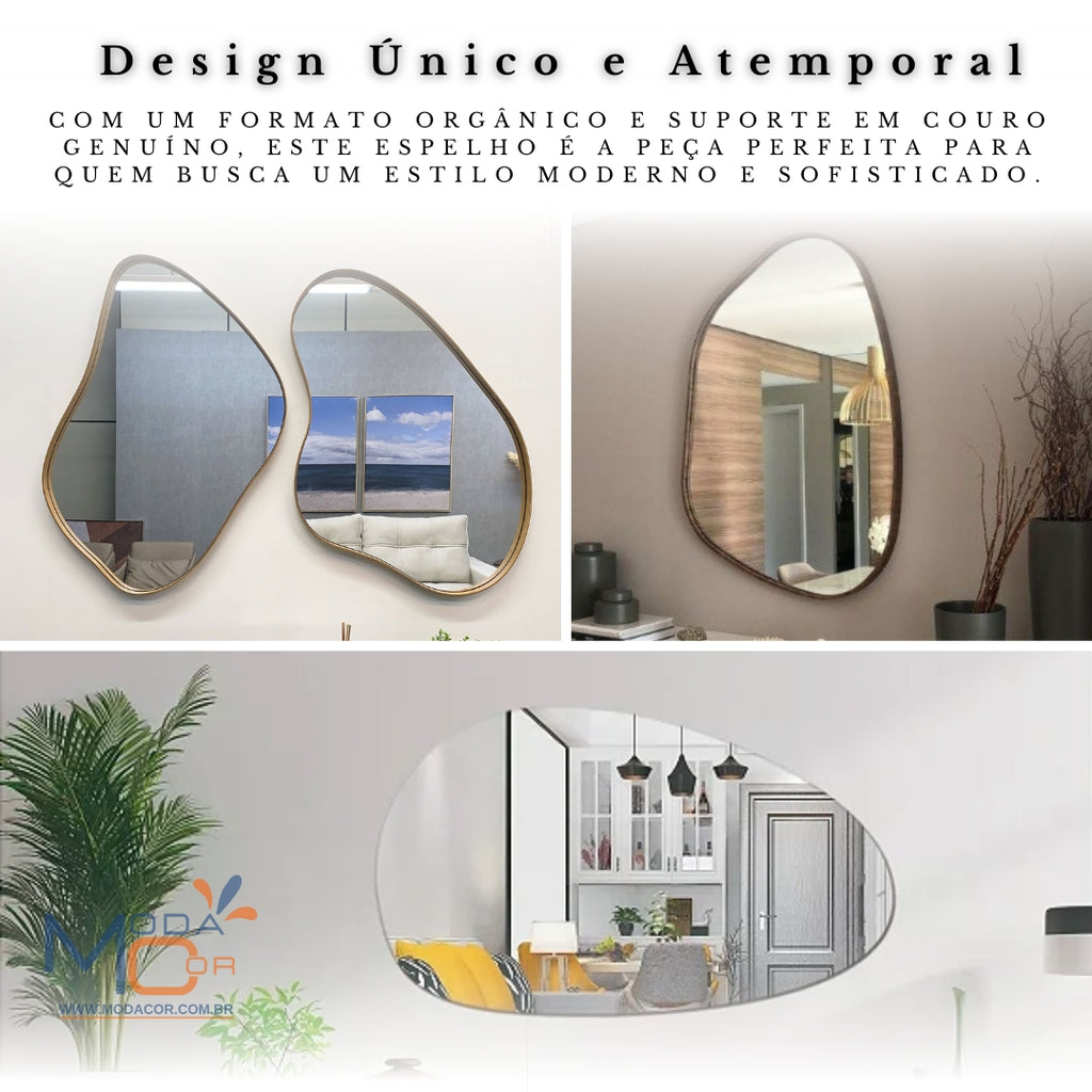 Espelho orgânico sem moldura com design clean instalado em lavabo