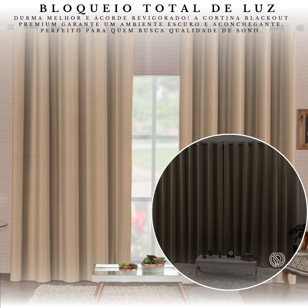 cortina blackout LuxBlock™ com tecido blackout eficaz