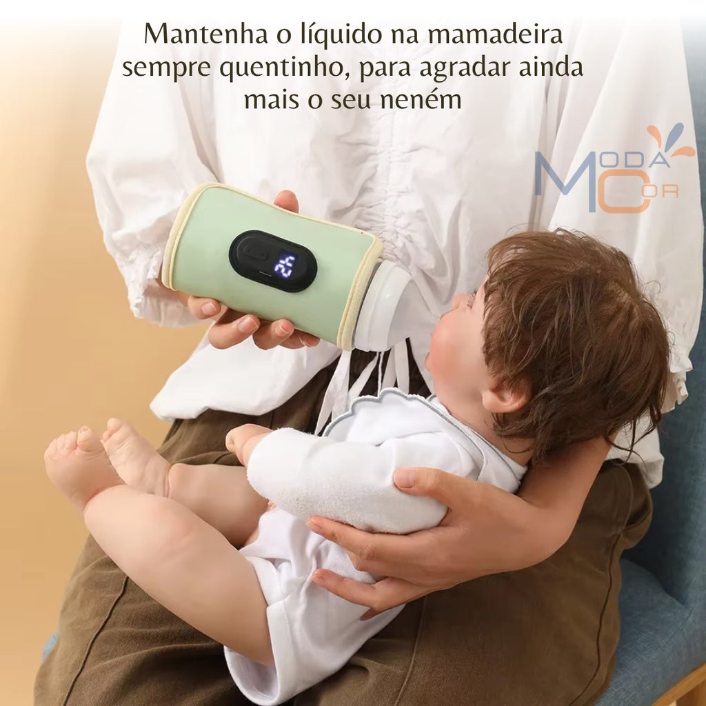 Aquecedor de Mamadeira Portátil USB Ajustável Térmico Viagem Bebê Passeio Leite Quente - ThermoBaby™