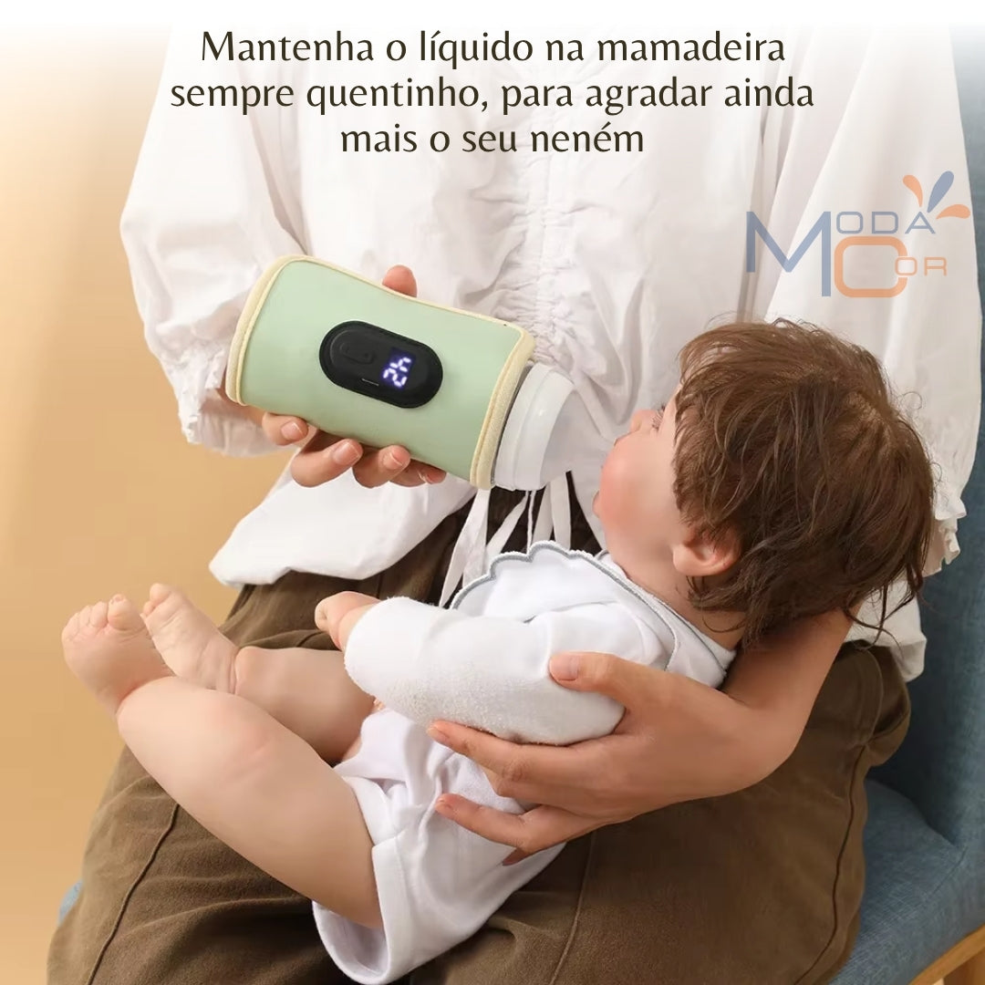 Aquecedor de Mamadeira Portátil USB Ajustável Térmico Viagem Bebê Passeio Leite Quente - ThermoBaby™
