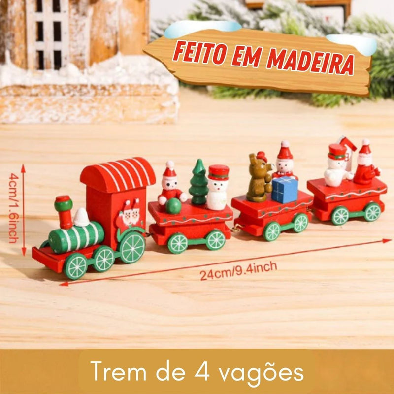 Decoração de Natal - Trenzinho de madeira Noel 2023