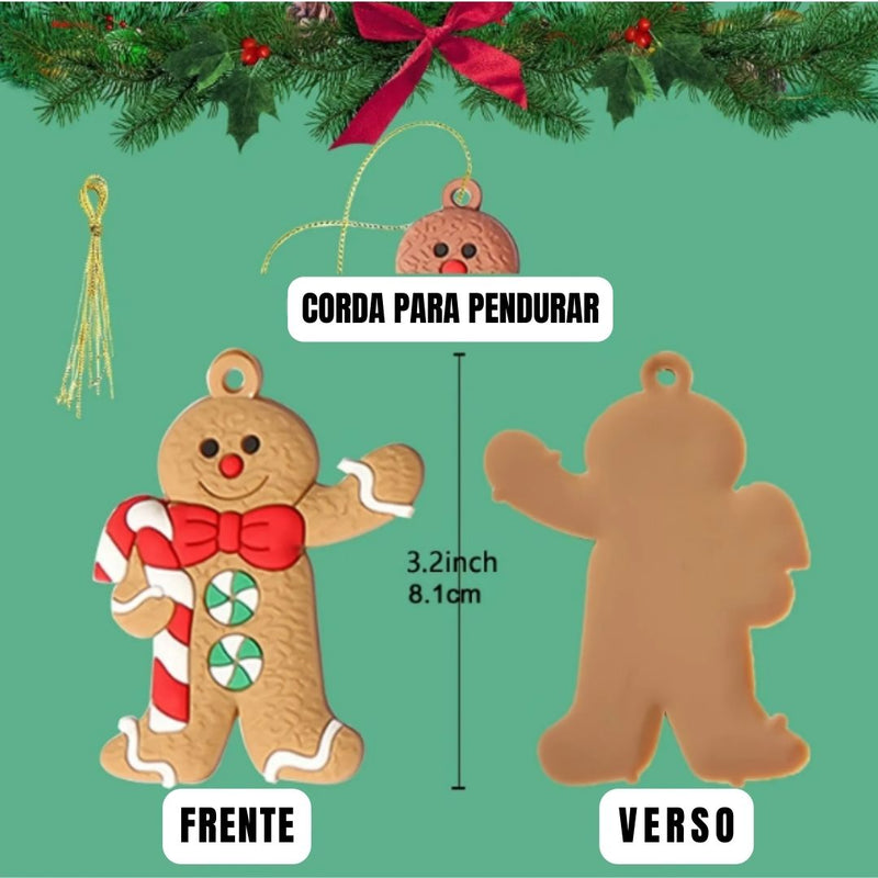 Decoração de Natal - 12PCS Homem Biscoito de Silicone P/ Pendurar