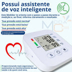 Medidor Pressão Digital Braço Automático Voz LCD Memória USB Pilha Branco Fácil Uso – Moda Cor™