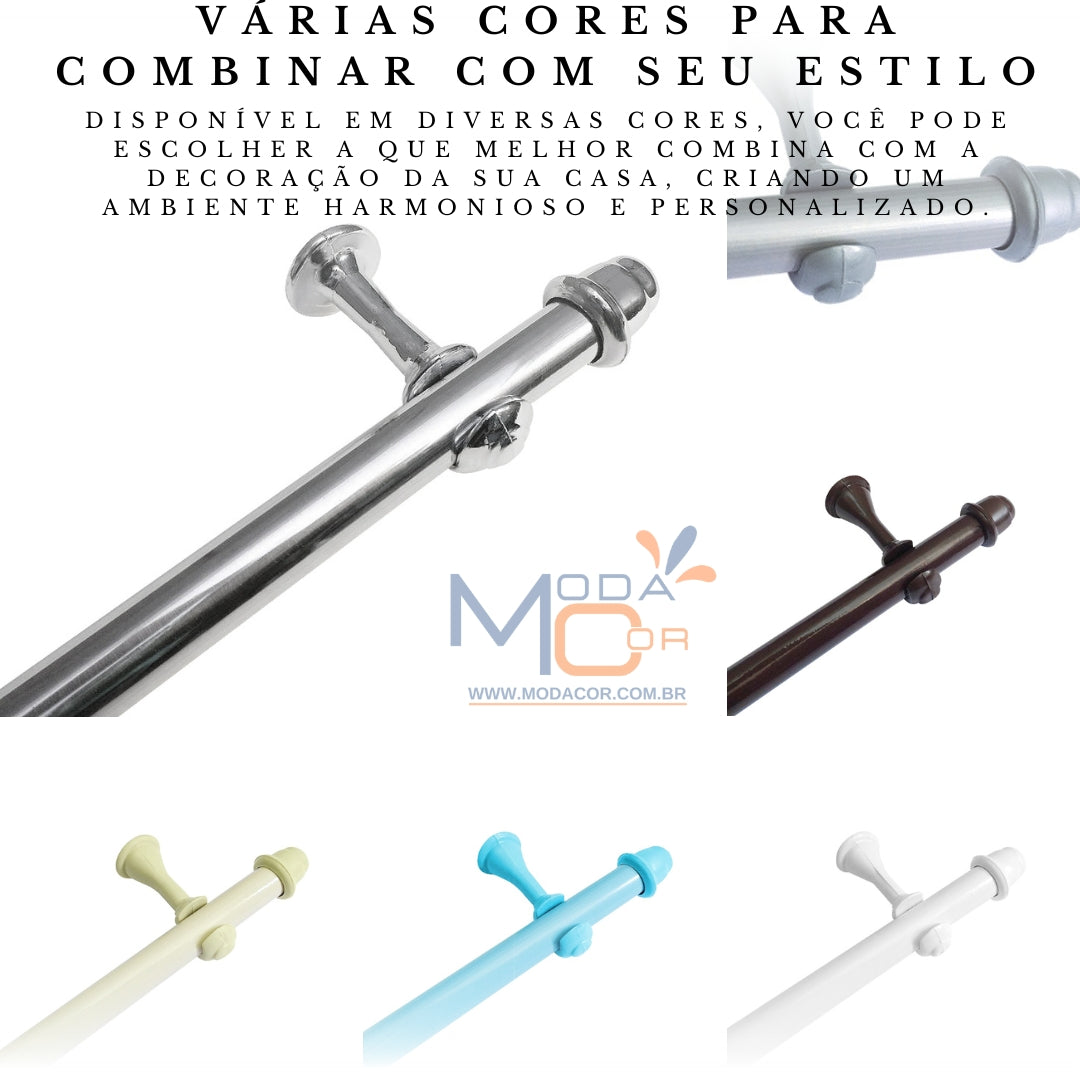 Suportes e buchas do kit varão cortina aço cromado EleganceSteel
