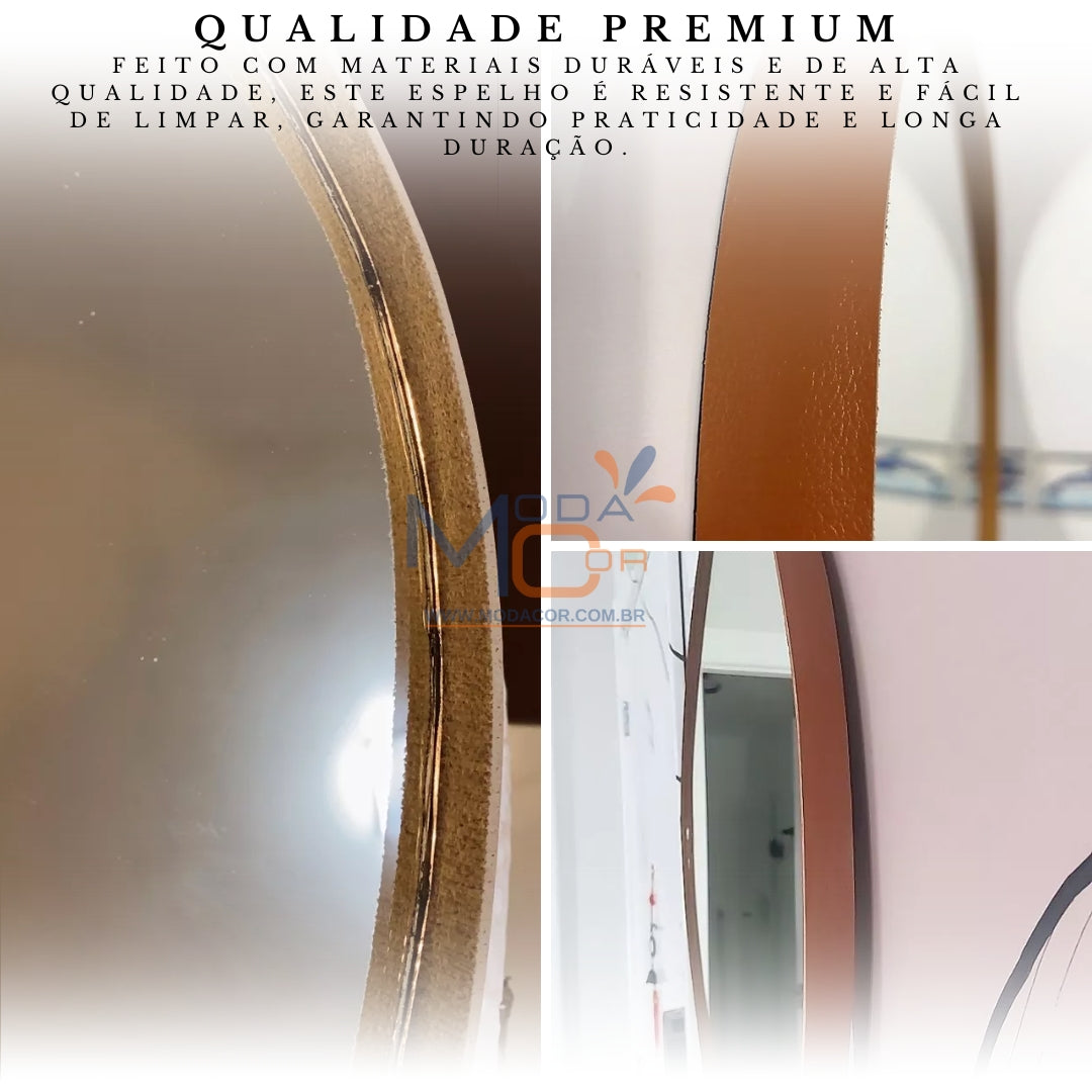 Vista de perto do vidro lapidado de 3mm do espelho Lyra™
