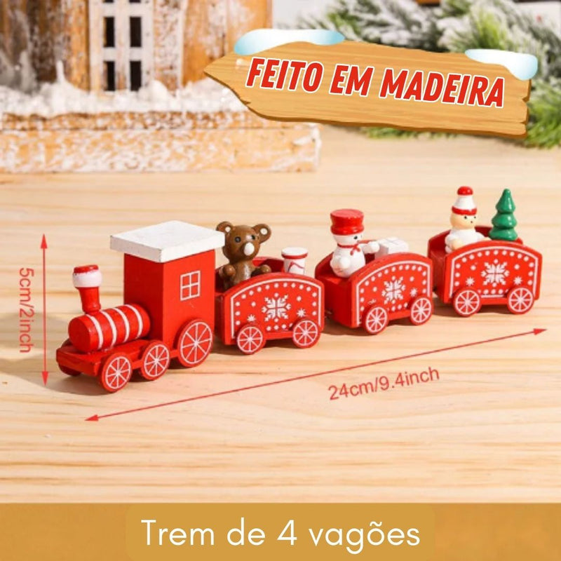 Decoração de Natal - Trenzinho de madeira Noel 2023