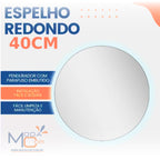 Espelho Redondo 40Cm X 40Cm Lapidado Led COM FONTE Ambiente Moderno Decoração Espelho Quarto
