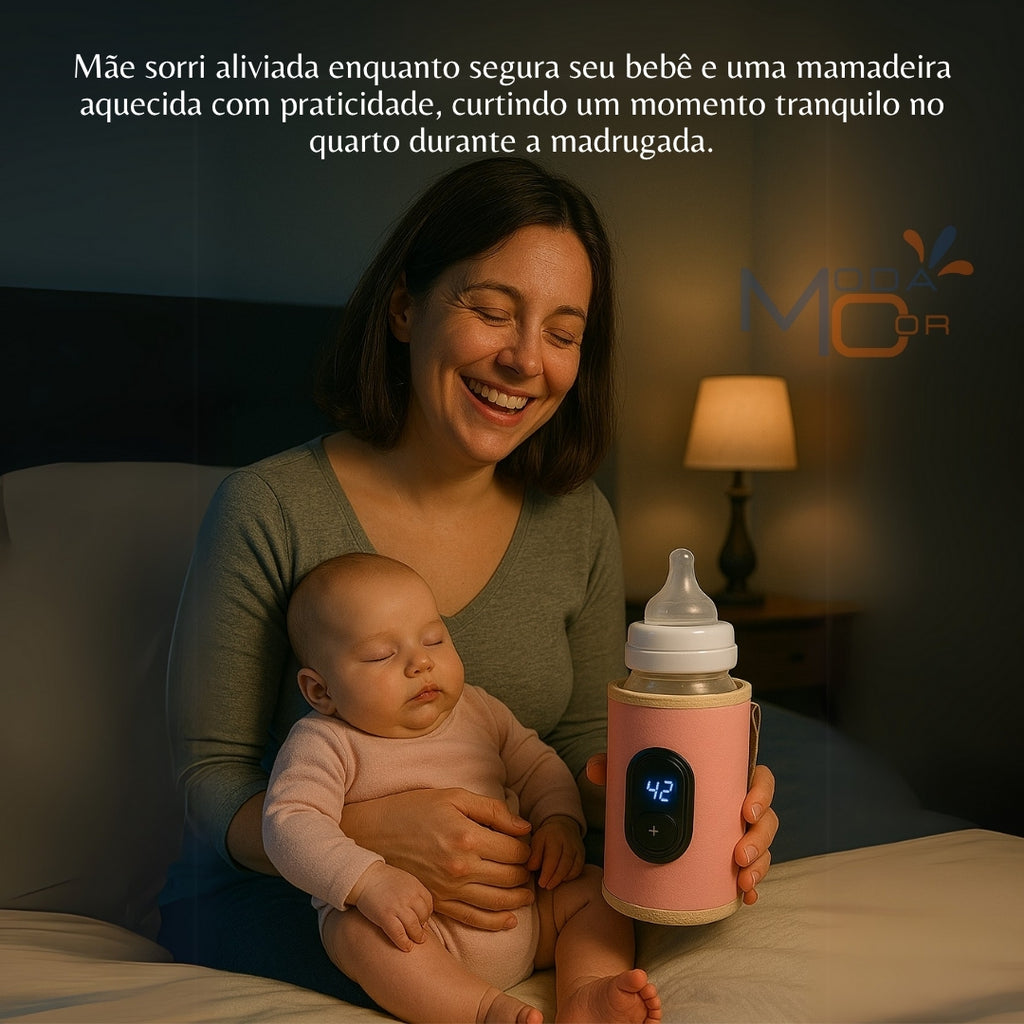 Aquecedor de Mamadeira Portátil USB Ajustável Térmico Viagem Bebê Passeio Leite Quente - ThermoBaby™