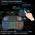 Teclado Controle Sem Fio Recarregável Mini Smart RGB Preto para TV, Box e PC - SmartKey™