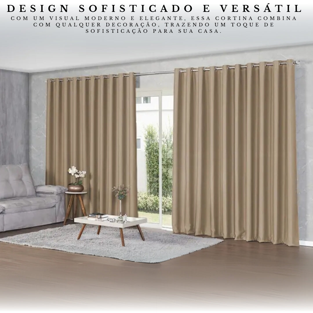 cortina blackout preta instalada em sala moderna