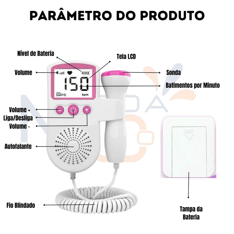 BabyDoppler - Monitor De Batimentos Cardíacos + E-Book Gestante De Brinde