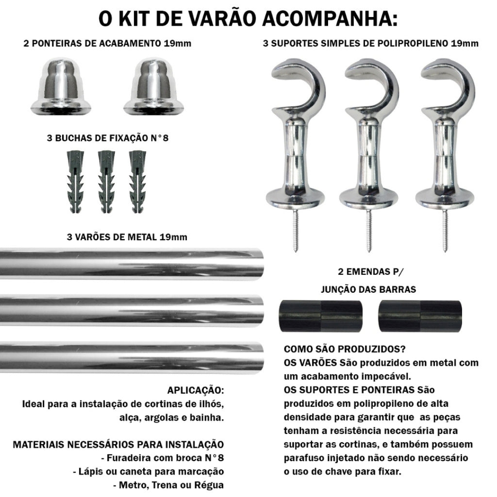 Ponteira decorativa para varão cortina aço 19mm EleganceSteel