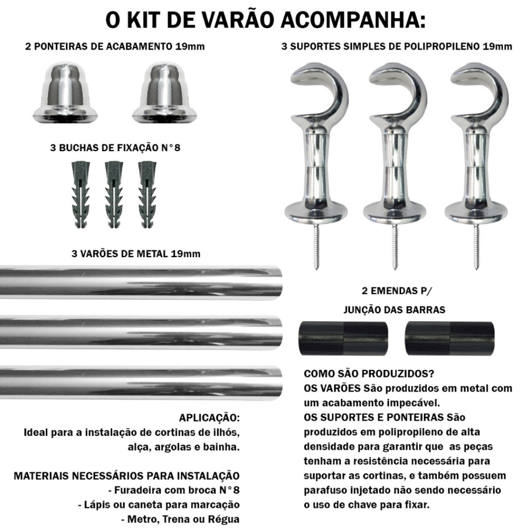 Ponteira decorativa para varão cortina aço 19mm EleganceSteel