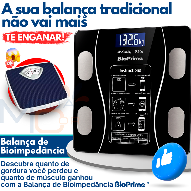 Balança de Bioimpedância Digital Inteligente com Bluetooth - BioPrime