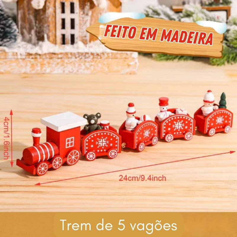 Decoração de Natal - Trenzinho de madeira Noel 2023