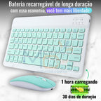 Kit Teclado e Mouse Bluetooth Sem Fio Portátil Leve Wireless Magnético Para Tablet Celular Tab S6 Lite iPad – SmartType™