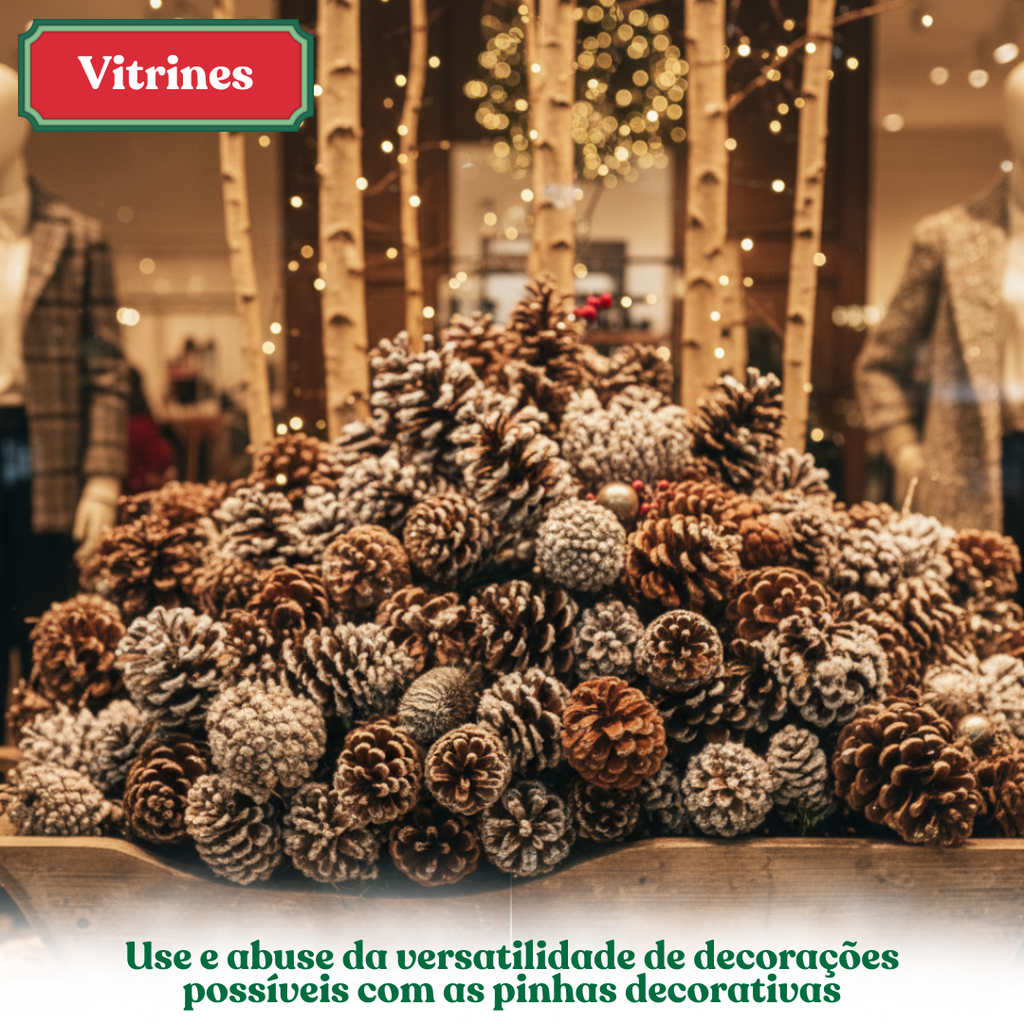 Pinhas Naturais Decorativas Natal - Kit 20 unidades