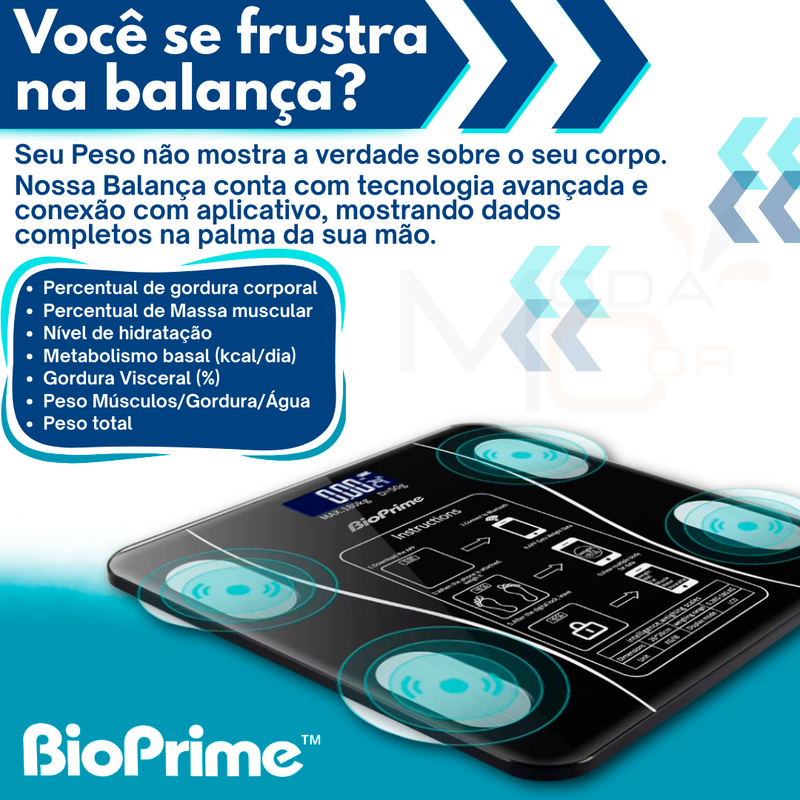Balança de Bioimpedância Digital Inteligente com Bluetooth - BioPrime
