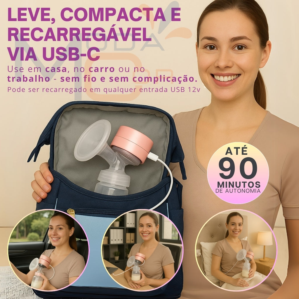 Bomba Tira Leite Portátil Recarregável Automática Extratora Elétrica para Amamentação Materno LactoBelle™
