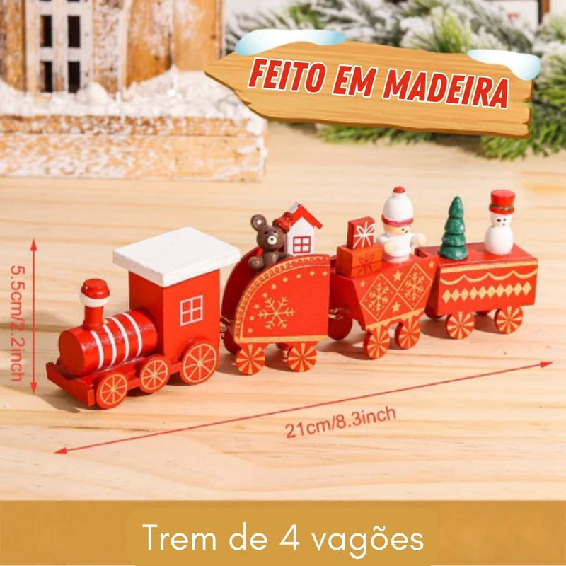 Decoração de Natal - Trenzinho de madeira Noel 2023