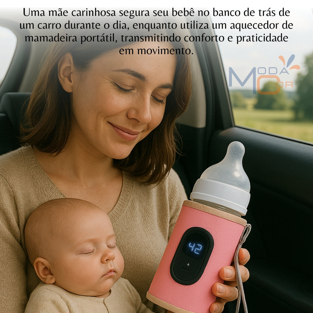 Aquecedor de Mamadeira Portátil USB Ajustável Térmico Viagem Bebê Passeio Leite Quente - ThermoBaby™