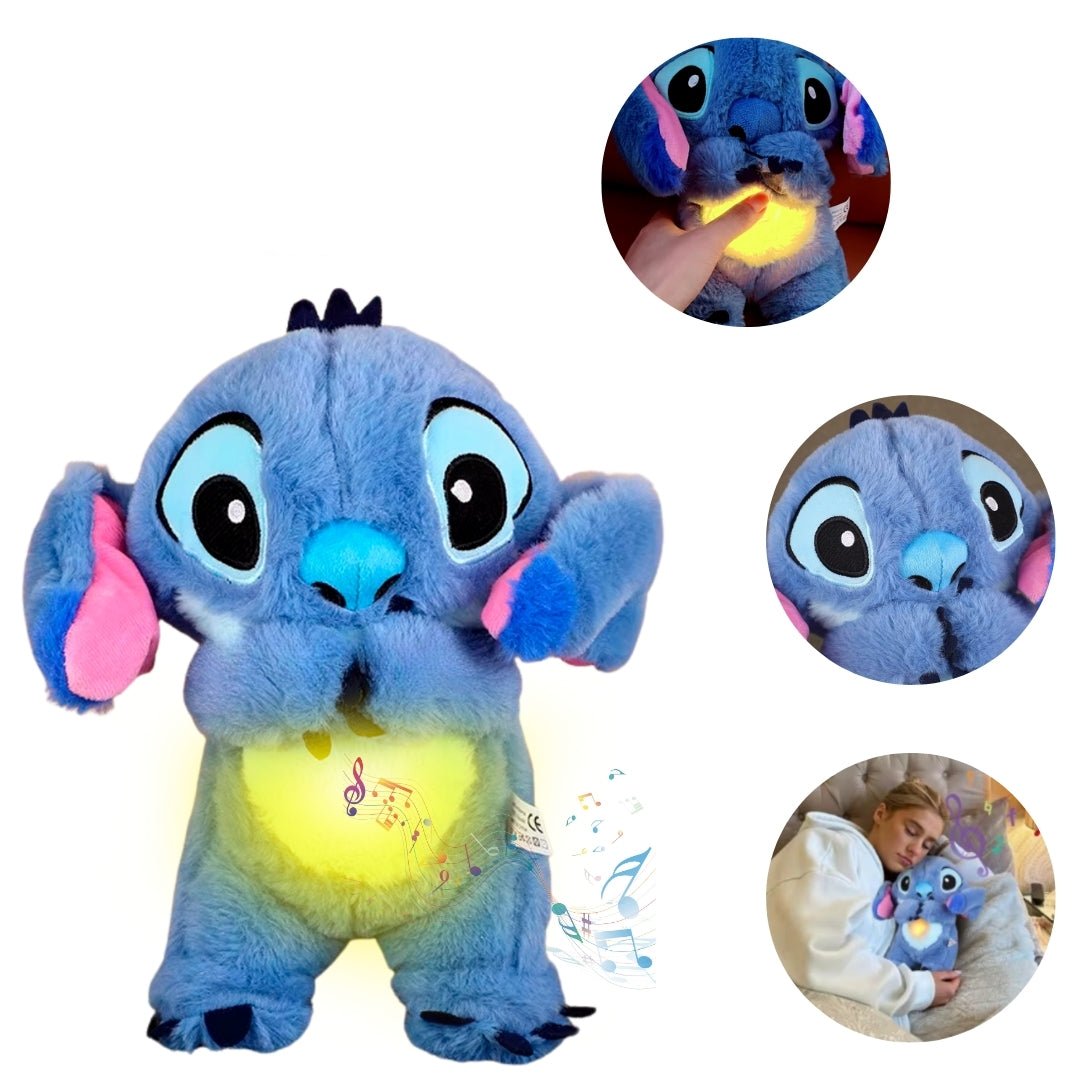 Pelúcia Stitch Disney Azul com Luz Som Respira Relaxante Ansiedade Sono Tiktok Autismo – StitchZen™