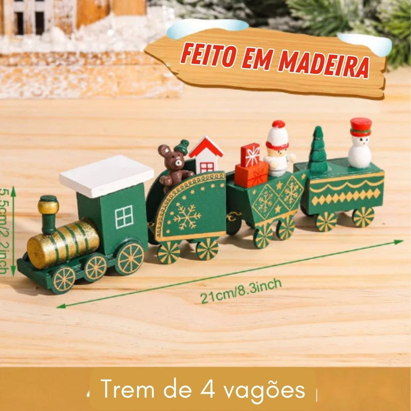 Decoração de Natal - Trenzinho de madeira Noel 2023