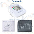 Medidor Pressão Digital Braço Automático Voz LCD Memória USB Pilha Branco Fácil Uso – Moda Cor™