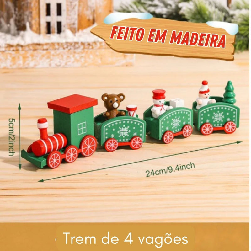 Decoração de Natal - Trenzinho de madeira Noel 2023