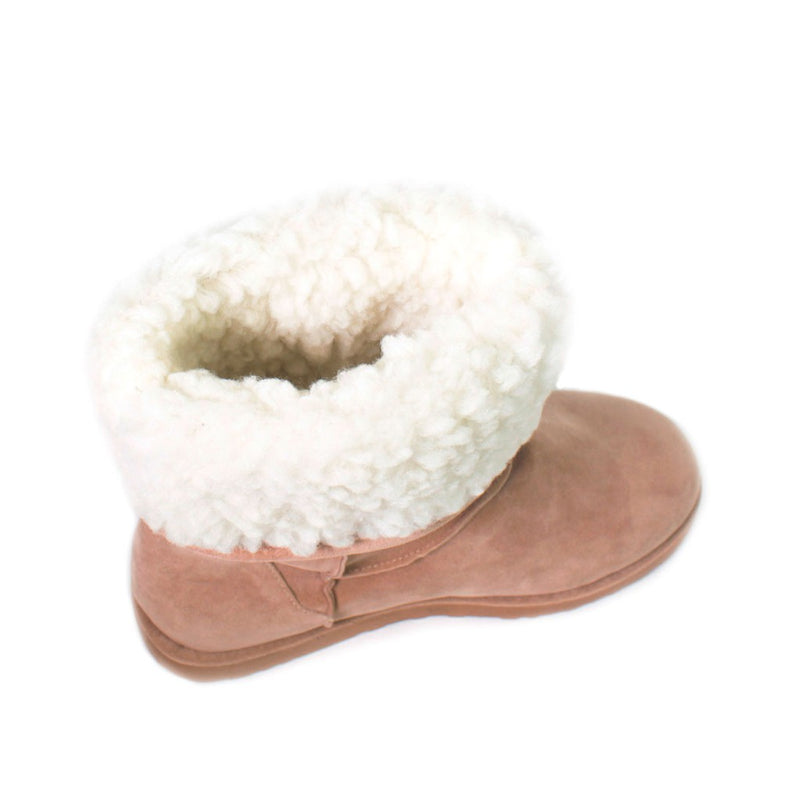 Bota Feminina Uggui Bege com Branco Forrada Com Pelos Para Frio Inverno Neve