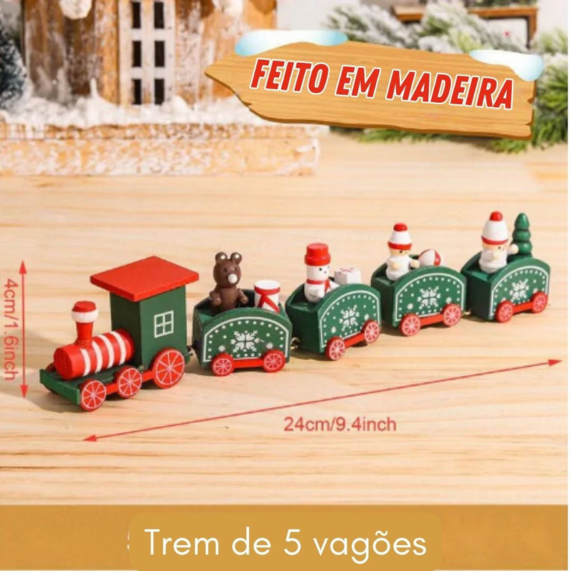 Decoração de Natal - Trenzinho de madeira Noel 2023