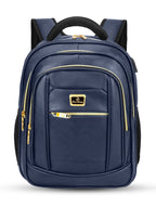 Mochila Escolar Faculdade Couro PU Zíper Dourado - SummitSeeker